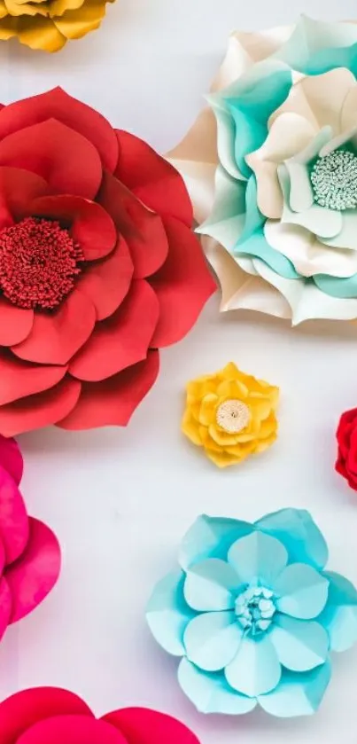 Vibrant paper flower mobile wallpaper with diverse colors and blooming designs.