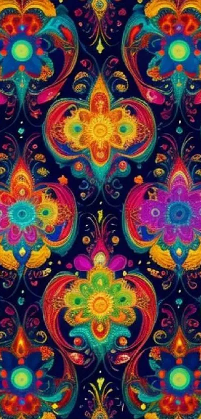 Colorful abstract floral pattern wallpaper