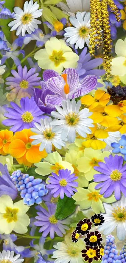 Vibrant floral wallpaper with colorful flowers.