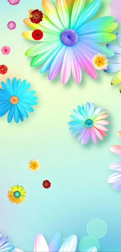 Vibrant gradient daisy floral wallpaper for mobile devices.