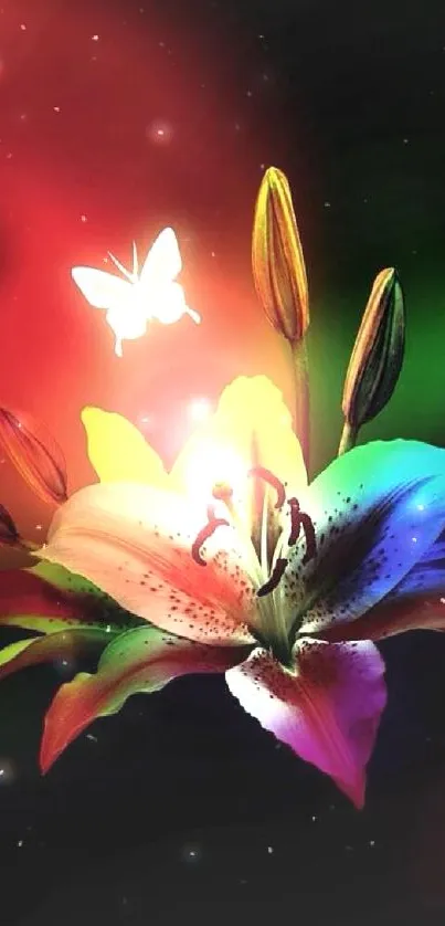 Vibrant lily and butterfly mobile wallpaper