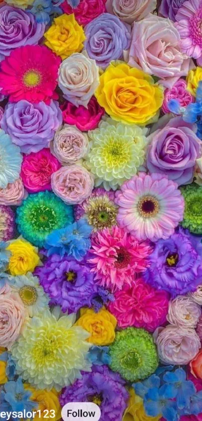 Colorful floral phone wallpaper with vibrant blossoms.