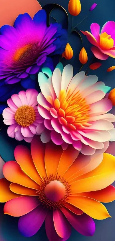 Colorful artistic flower wallpaper with vivid blooms.