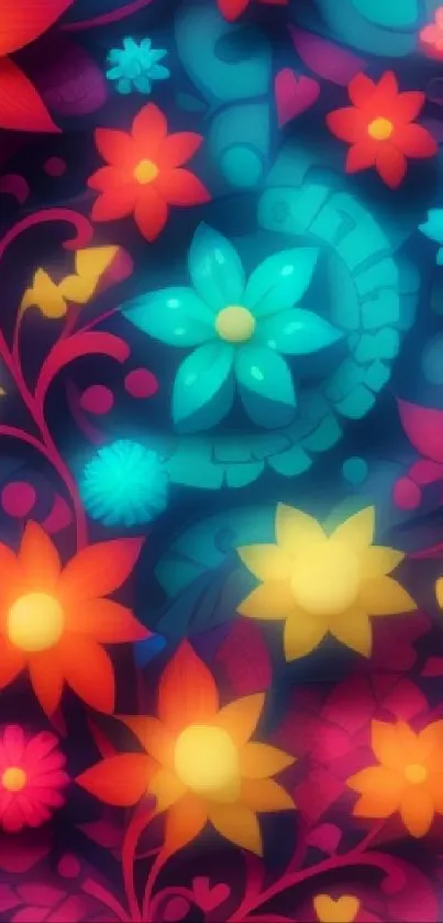 Colorful floral pattern mobile wallpaper.