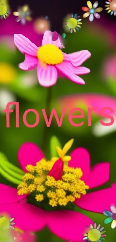 Colorful floral wallpaper with vibrant flowers.