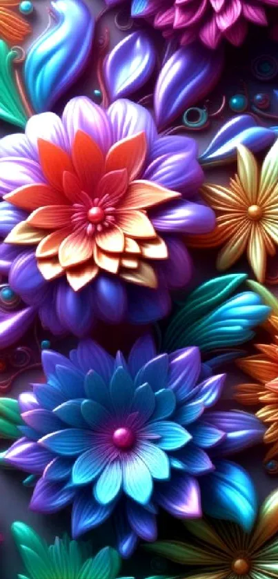 Vibrant digital floral art wallpaper for mobile.