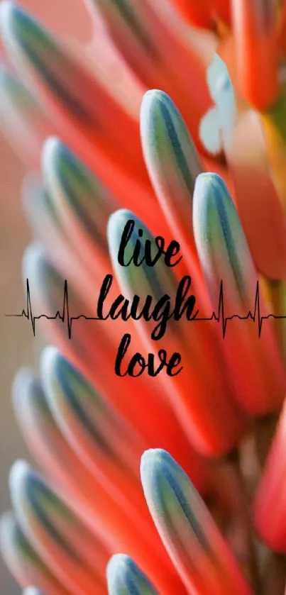 Vibrant floral wallpaper with 'Live Laugh Love' quote.