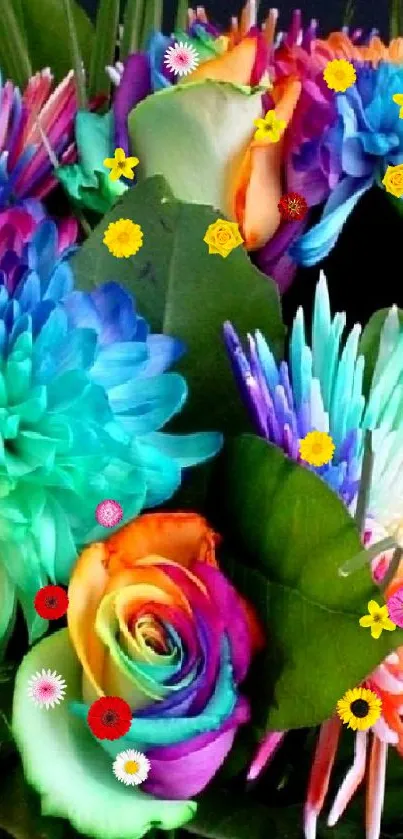 Vibrant rainbow-colored flowers wallpaper