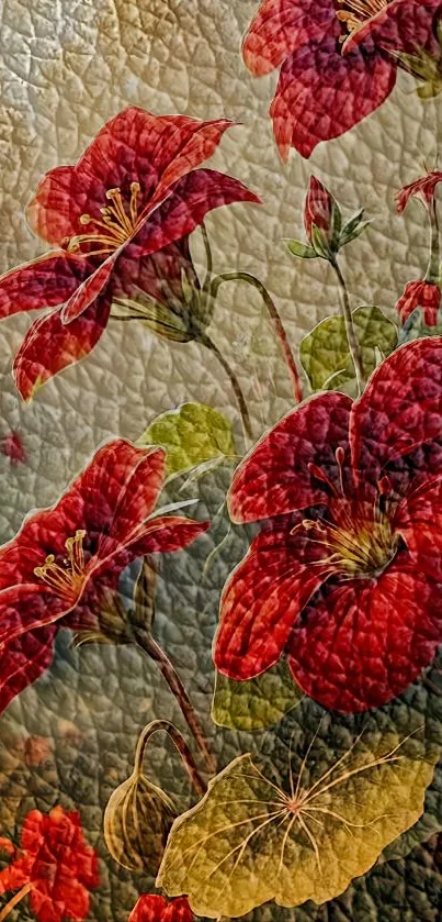 Red flowers with textured background