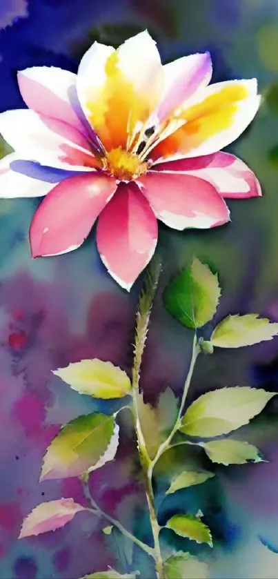 Vibrant watercolor floral art with colorful flower design.