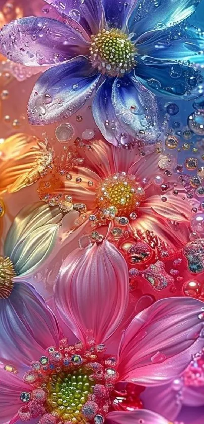 Vibrant, artistic flower wallpaper with colorful petals and abstract design.