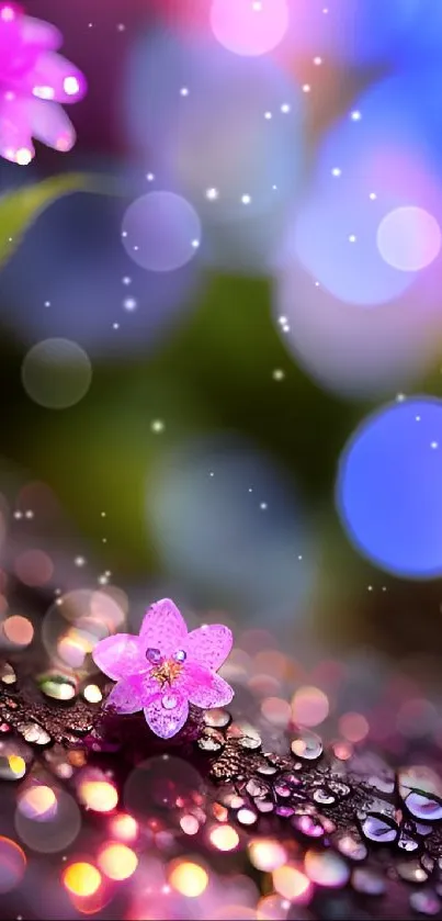 Vibrant pink flower with bokeh background.