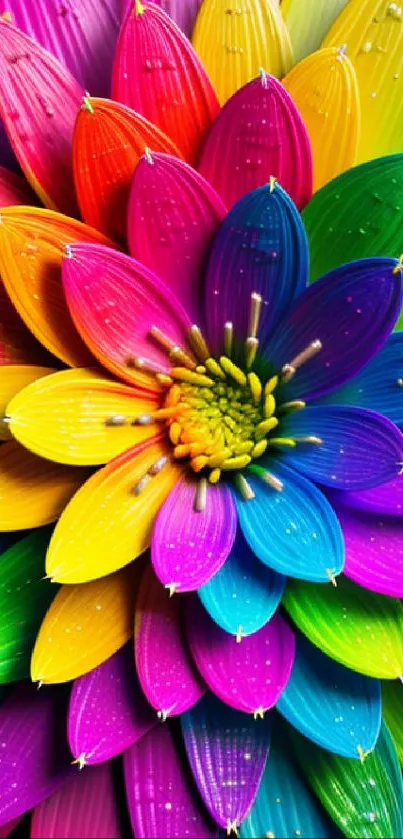 Vibrant rainbow-colored flower petals wallpaper.