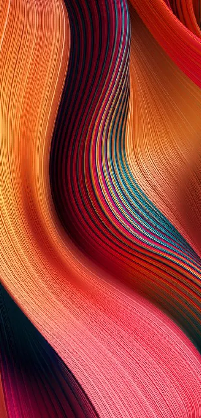 Vibrant abstract wallpaper with red flowing waves