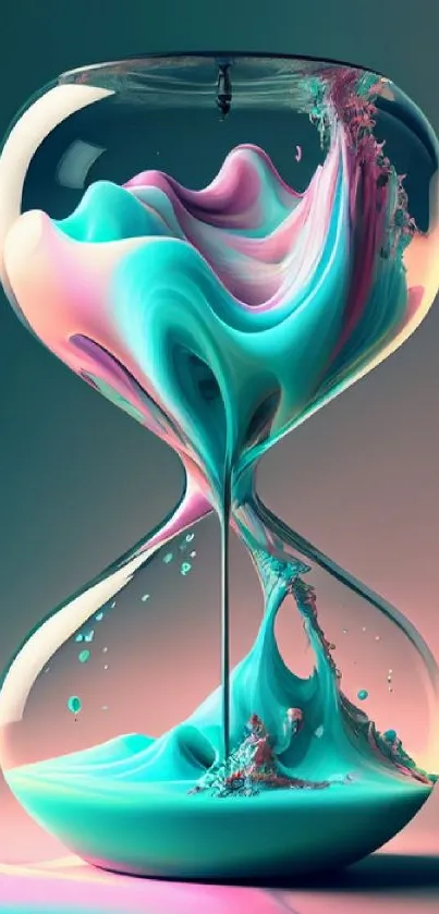 Vibrant abstract hourglass with swirling colors.