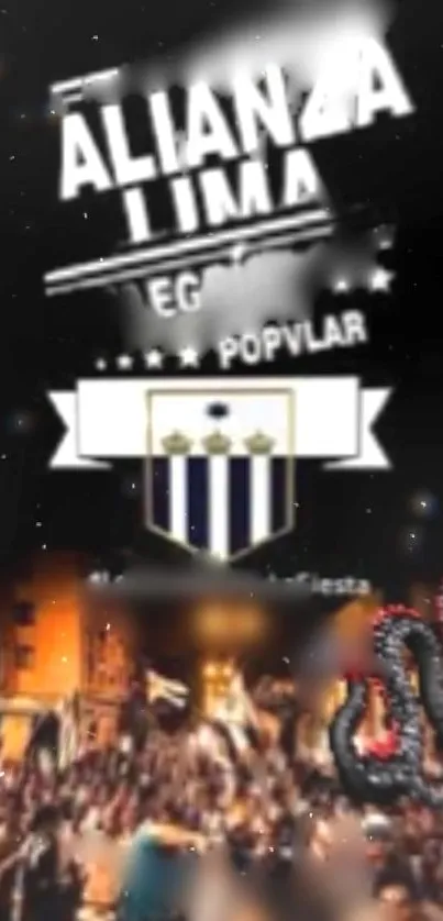 Alianza Lima fans celebrating at night.