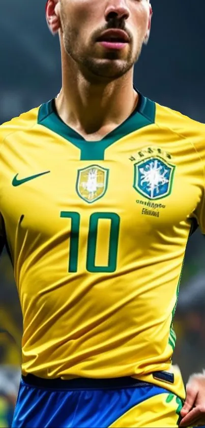 Vibrant yellow football jersey wallpaper on a mobile screen.