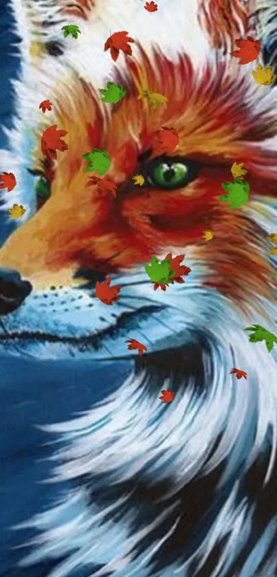 Vibrant fox art wallpaper with colorful design.