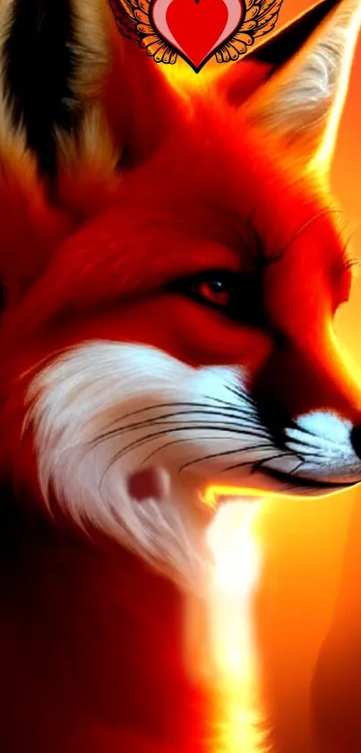 Vibrant illustration of a fox with fiery red and orange shades.