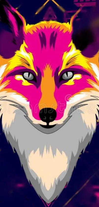 Colorful abstract fox design wallpaper with vibrant hues.