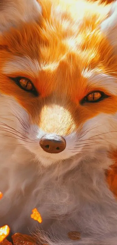 Vibrant closeup of a fox with shimmering fur.