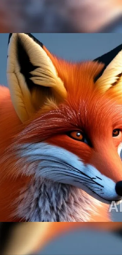 Vibrant depiction of a fox with striking orange fur in a digital art style.