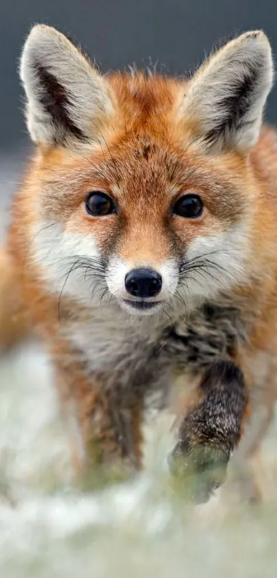 Close-up of a red fox in a serene natural setting.