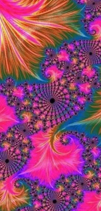 Vibrant fractal art wallpaper with pink hues.