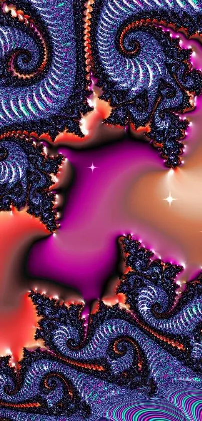 Vibrant fractal art wallpaper with magenta hues