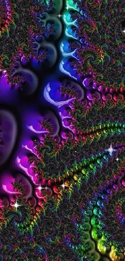 Vibrant and colorful fractal art wallpaper with intricate patterns.