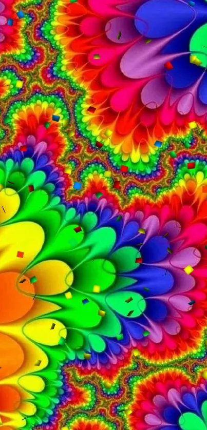 Colorful fractal art with vibrant neon hues.