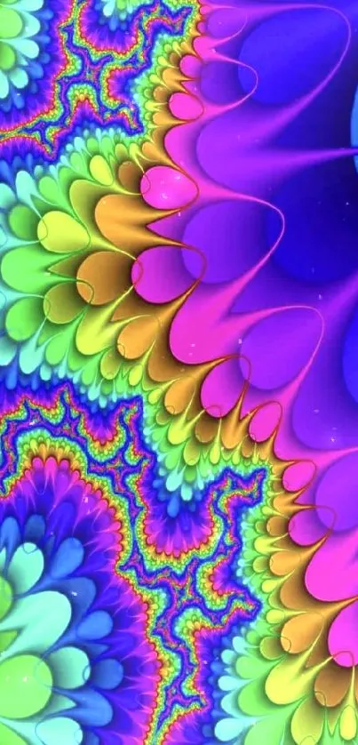 Vibrant fractal art wallpaper with bold colors and abstract designs.