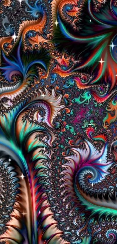 Vibrant fractal art wallpaper with colorful swirls and patterns.