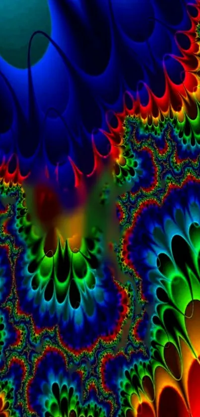 Vibrant fractal mobile wallpaper with colorful, intricate patterns.