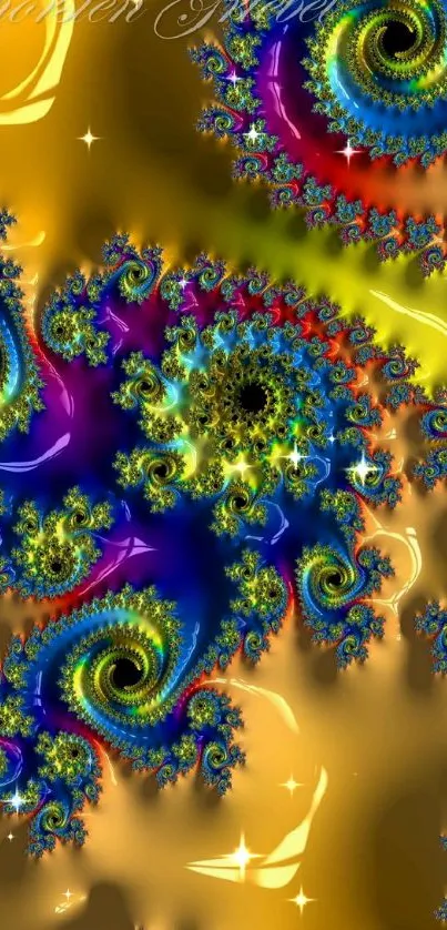 Vibrant fractal art wallpaper with colorful spirals.