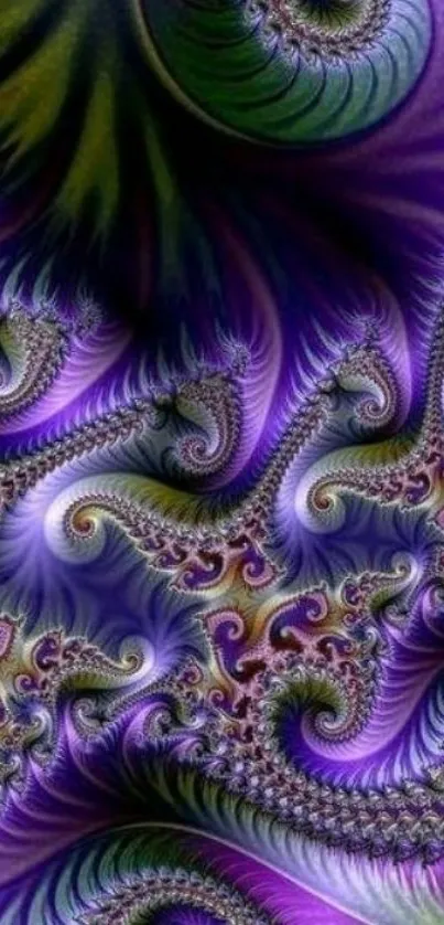 Vibrant purple and blue fractal pattern mobile wallpaper.