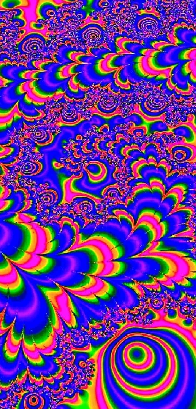 Vibrant fractal wallpaper with colorful patterns and dynamic swirls.