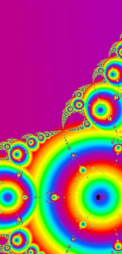 Colorful fractal pattern with magenta and vibrant geometric designs.