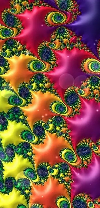 Colorful fractal rainbow mobile wallpaper.