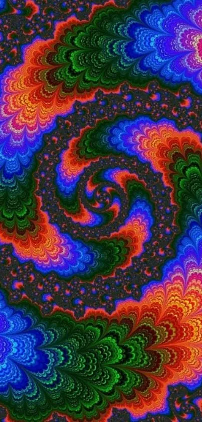 Colorful fractal spiral art with vibrant psychedelic patterns.