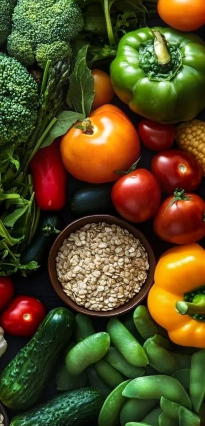 Colorful assortment of fresh vegetables on display.