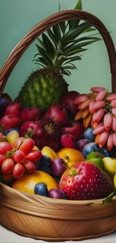 Colorful fruit basket wallpaper for mobile screen