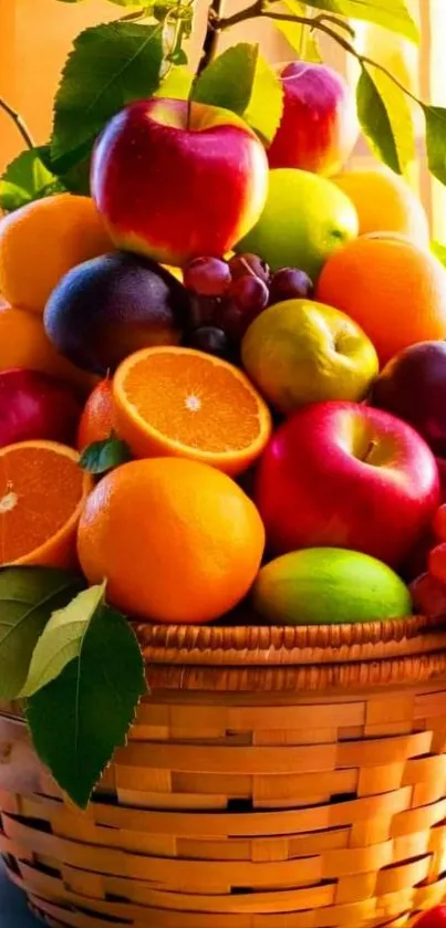 Basket filled with vibrant fresh fruits.