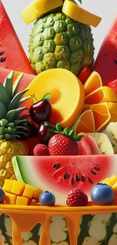 Vibrant bowl filled with assorted fruits.