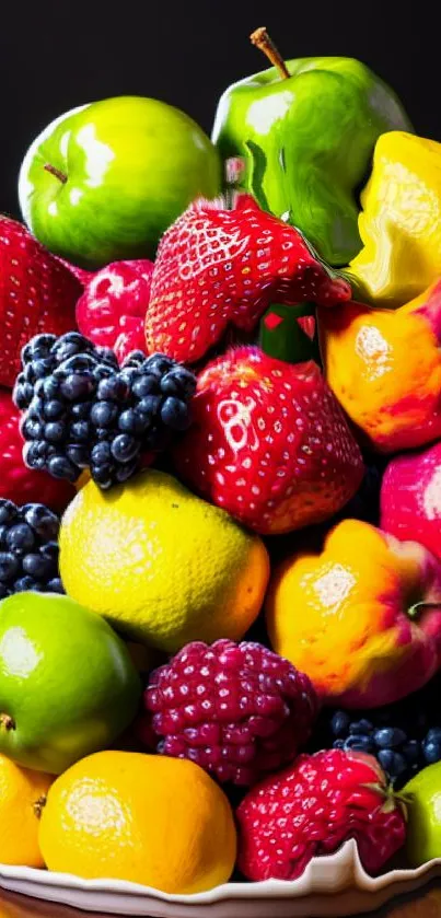 A vibrant collection of assorted fruits including apples, strawberries, and berries.