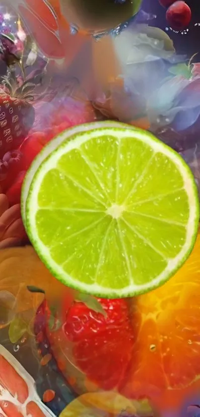 Vibrant fruit explosion with lime center.
