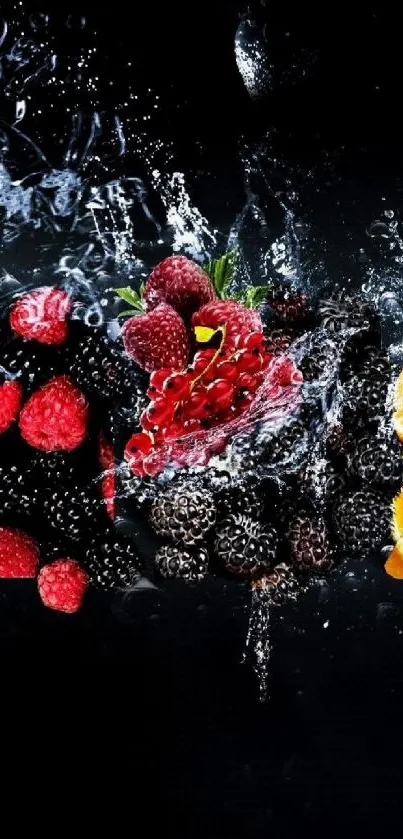 Vibrant fruits splash creating a dynamic visual wallpaper.