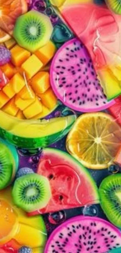 Vibrant and colorful tropical fruit wallpaper.