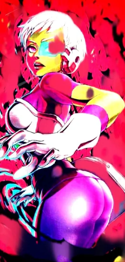 Futuristic art wallpaper with vibrant colors and a dynamic character.