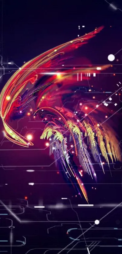 Futuristic abstract wallpaper with vibrant neon colors and digital design.